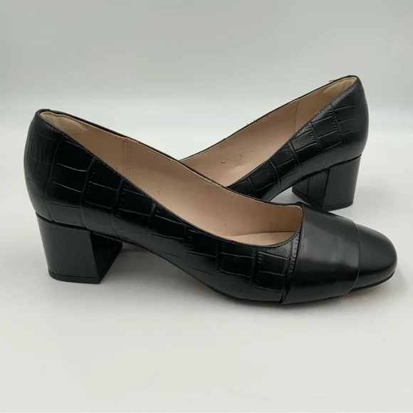 Clarks Shoes Clarks Chinaberry Sky Black Leather Croc Embossed